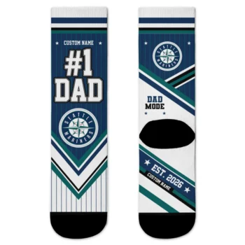 Seattle Mariners Socks - Custom Pinstripe Chevron Navy Blue White