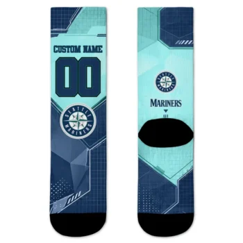 Seattle Mariners Socks Customized Geometric Tech Navy Blue Best Selling