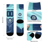 Seattle Mariners Socks Customized Geometric Tech Navy Blue Best Selling