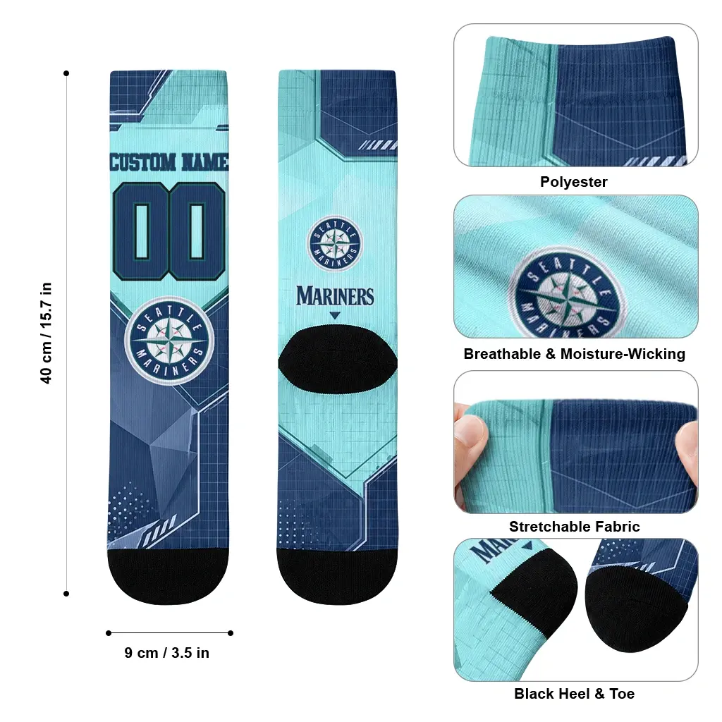 Seattle Mariners Socks Customized Geometric Tech Navy Blue High Quality Seattle Mariners Socks Customized Geometric Tech Navy Blue High Quality