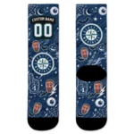 Seattle Mariners Socks Customized Scattered Icons Navy Blue Best Selling