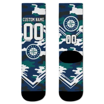 Seattle Mariners Socks - Customized Woodland Camo Navy Blue