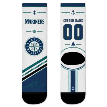 Seattle Mariners Socks - Personalized Nautical Icons Navy Blue White