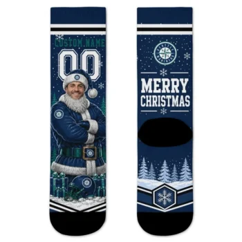 Seattle Mariners Socks Personalized Snowy Scene Navy Blue White Best Selling