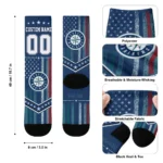 Seattle Mariners Socks Personalized Star Stripes Navy Blue White Best Selling