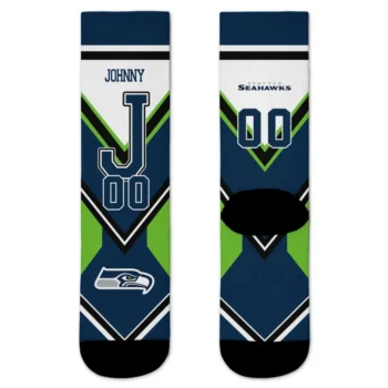 Seattle Seahawks Socks Customized Arrow Blocks Blue Best Selling