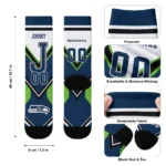 Seattle Seahawks Socks Customized Arrow Blocks Blue Best Selling