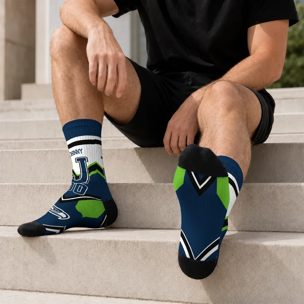 Seattle Seahawks Socks Customized Arrow Blocks Blue Latest Model Seattle Seahawks Socks Customized Arrow Blocks Blue Latest Model