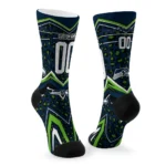 Seattle Seahawks Socks Customized Leopard Print Blue Black Best Selling