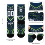Seattle Seahawks Socks Customized Leopard Print Blue Black Best Selling