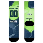 Seattle Seahawks Socks Personalized Geometric Tech Blue Best Selling