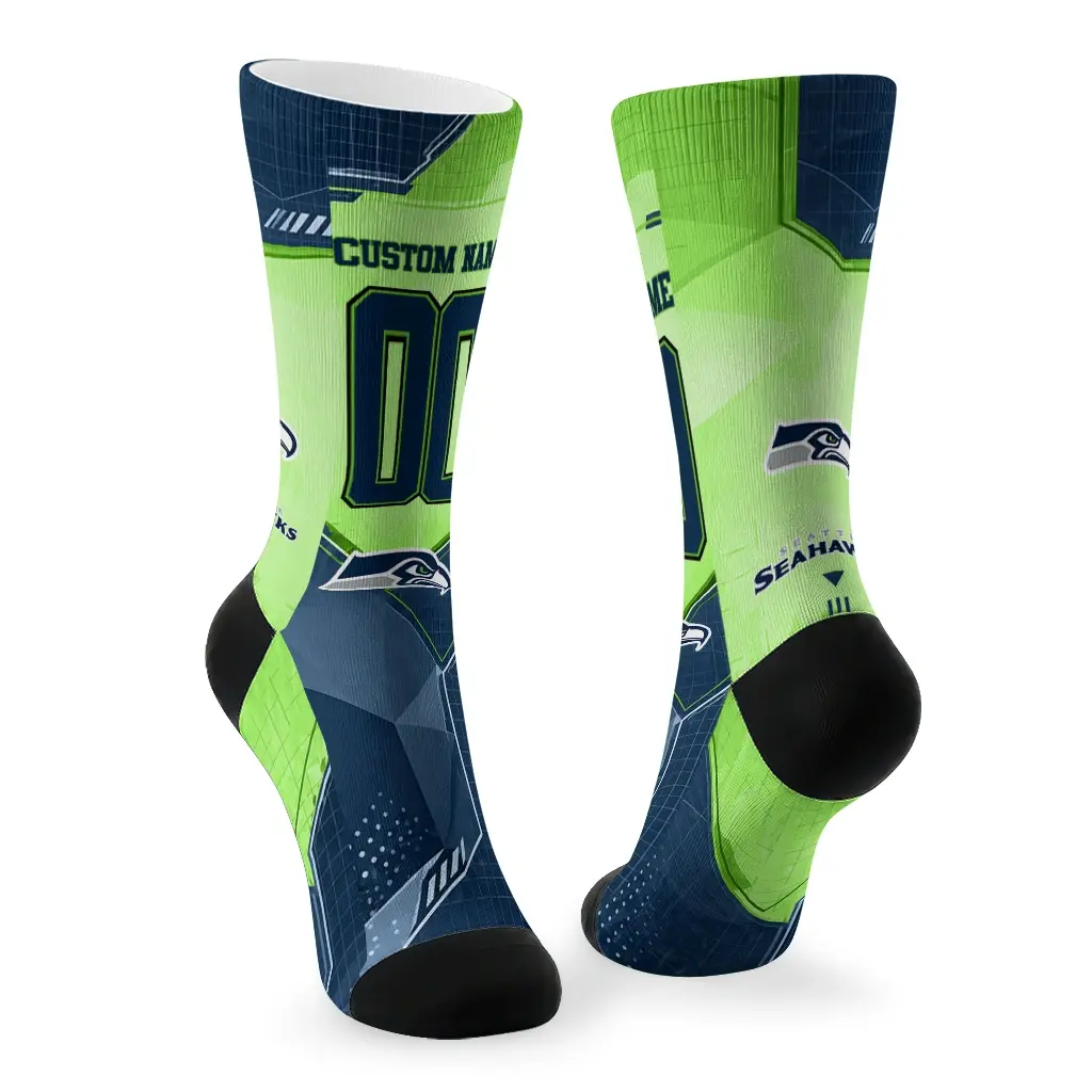 Seattle Seahawks Socks Personalized Geometric Tech Blue Fashion Forward Seattle Seahawks Socks Personalized Geometric Tech Blue Fashion Forward