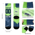 Seattle Seahawks Socks Personalized Geometric Tech Blue Best Selling