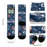 Seattle Seahawks Socks Personalized Scattered Icons Blue Best Selling