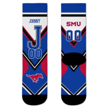 Smu Mustangs Socks Custom Arrow Blocks Blue Best Selling