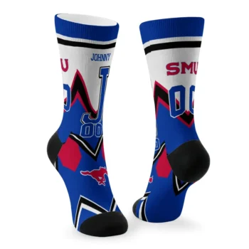 Smu Mustangs Socks Custom Arrow Blocks Blue Fashion Forward