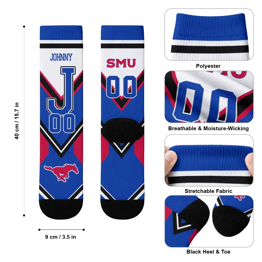 Smu Mustangs Socks Custom Arrow Blocks Blue High Quality Smu Mustangs Socks Custom Arrow Blocks Blue High Quality