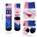 Smu Mustangs Socks Custom Geometric Tech Blue Best Selling