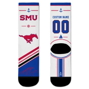 Smu Mustangs Socks Custom Nautical Icons Blue White Best Selling