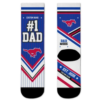 Smu Mustangs Socks Custom Pinstripe Chevron Blue White Best Selling