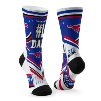 Smu Mustangs Socks Custom Pinstripe Chevron Blue White Fashion Forward
