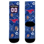 Smu Mustangs Socks Custom Scattered Icons Blue Best Selling