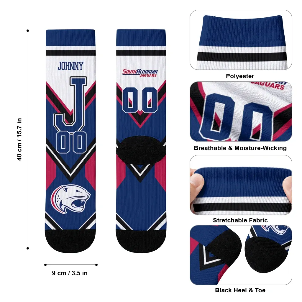 South Alabama Jaguars Socks Personalized Arrow Blocks Blue High Quality South Alabama Jaguars Socks Personalized Arrow Blocks Blue High Quality