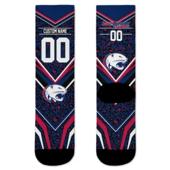 South Alabama Jaguars Socks Personalized Leopard Print Blue Black Best Selling
