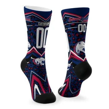 South Alabama Jaguars Socks Personalized Leopard Print Blue Black Fashion Forward
