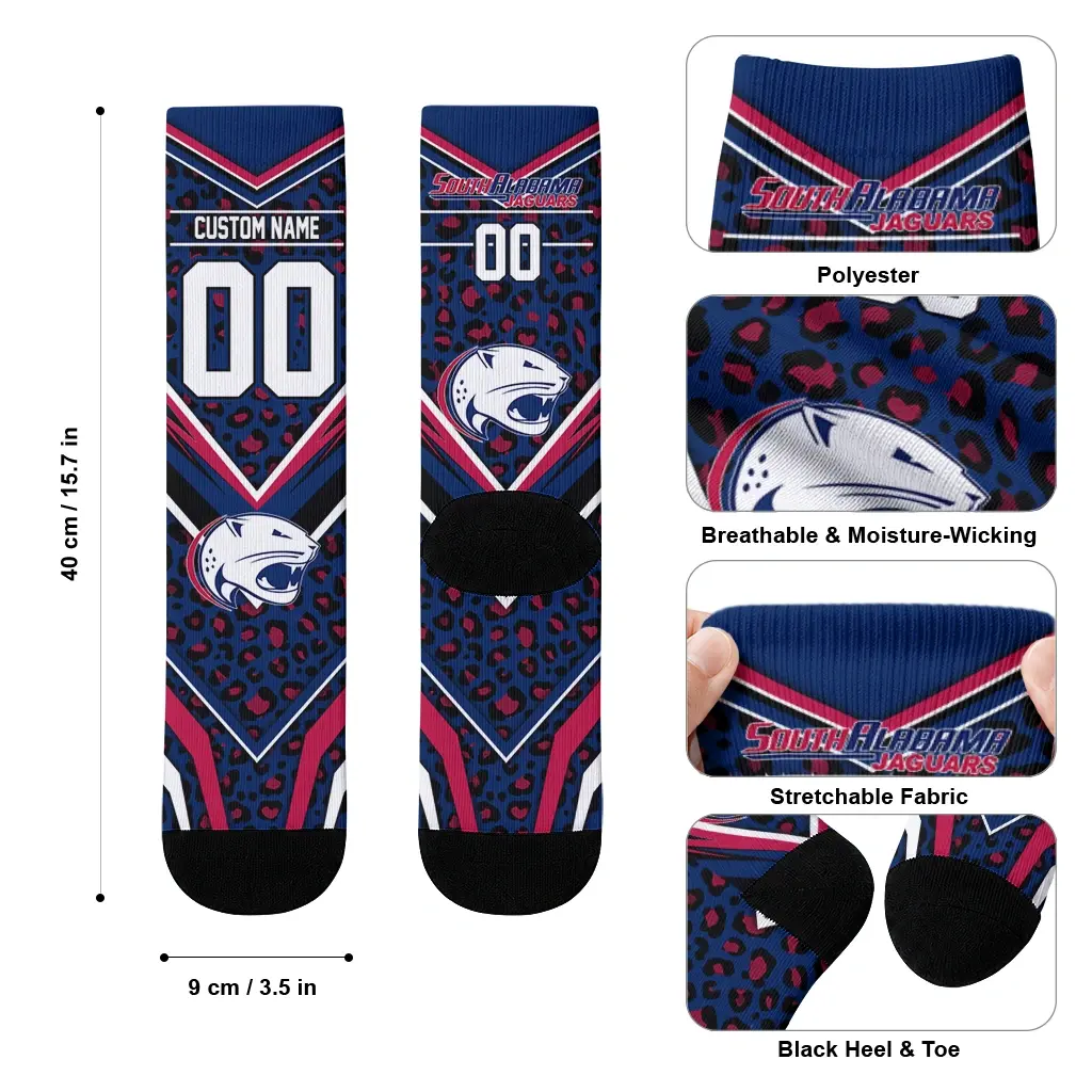South Alabama Jaguars Socks Personalized Leopard Print Blue Black High Quality South Alabama Jaguars Socks Personalized Leopard Print Blue Black High Quality