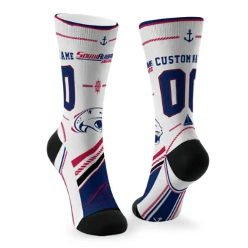 South Alabama Jaguars Socks Personalized Nautical Icons Blue White Fashion Forward