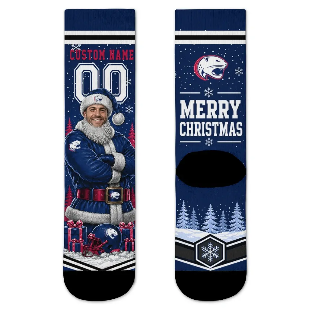 South Alabama Jaguars Socks Personalized Snowy Scene Blue White Best Selling South Alabama Jaguars Socks Personalized Snowy Scene Blue White Best Selling