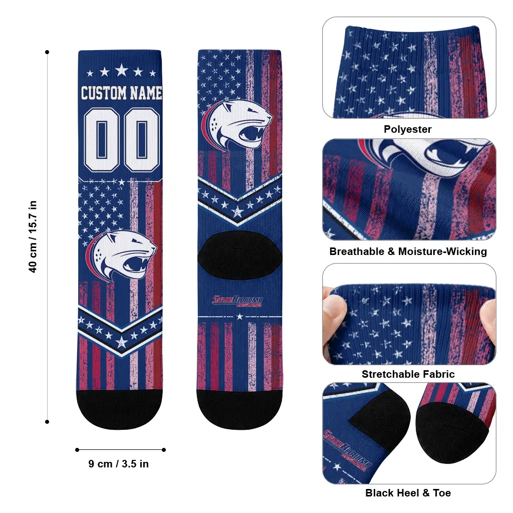 South Alabama Jaguars Socks Personalized Star Stripes Blue White High Quality South Alabama Jaguars Socks Personalized Star Stripes Blue White High Quality