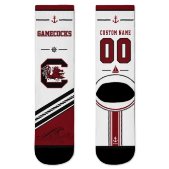South Carolina Gamecocks Socks Custom Nautical Icons Garnet White Best Selling
