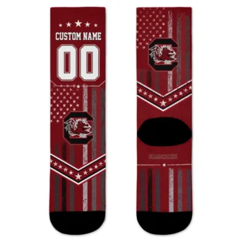 South Carolina Gamecocks Socks Custom Star Stripes Garnet White Best Selling