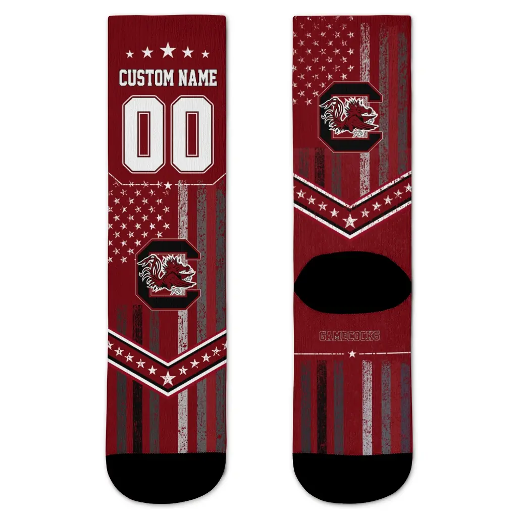 South Carolina Gamecocks Socks Custom Star Stripes Garnet White Best Selling South Carolina Gamecocks Socks Custom Star Stripes Garnet White Best Selling
