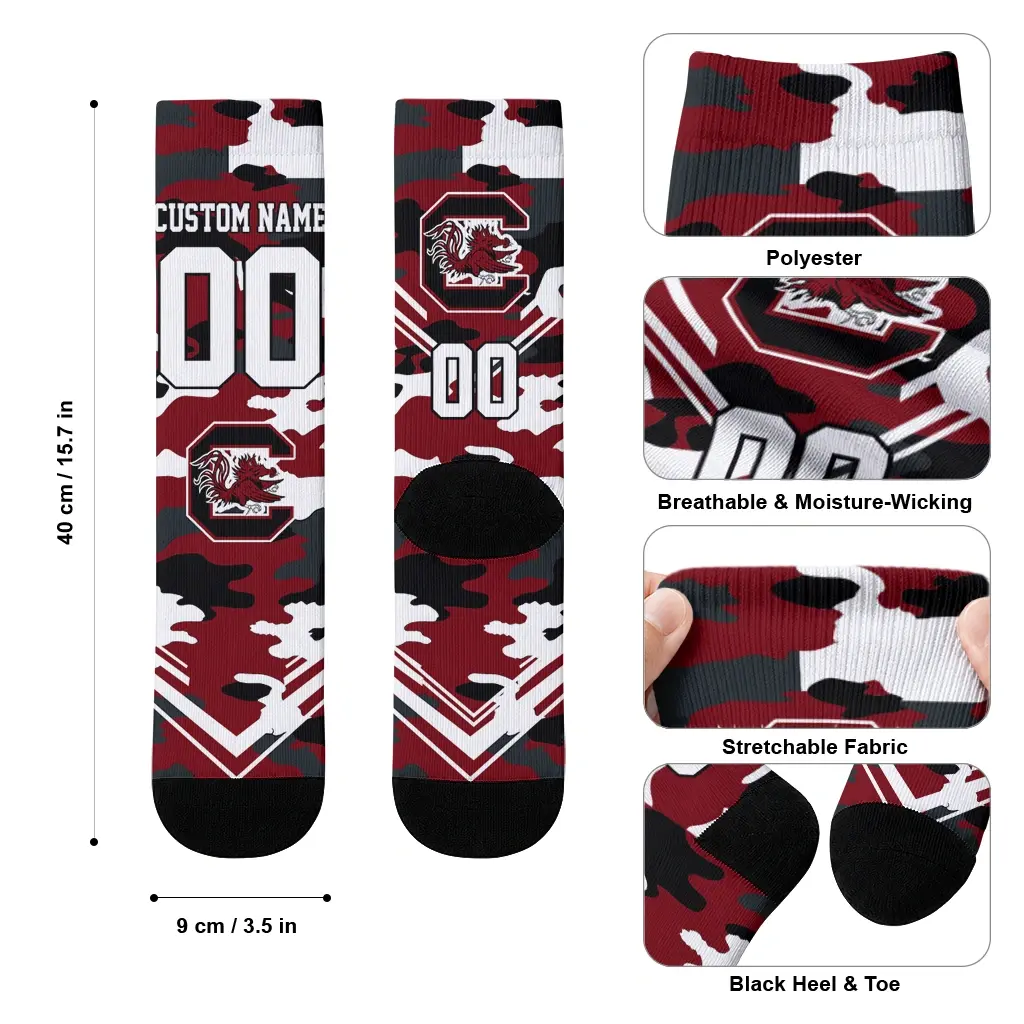 South Carolina Gamecocks Socks Custom Woodland Camo Garnet High Quality South Carolina Gamecocks Socks Custom Woodland Camo Garnet High Quality
