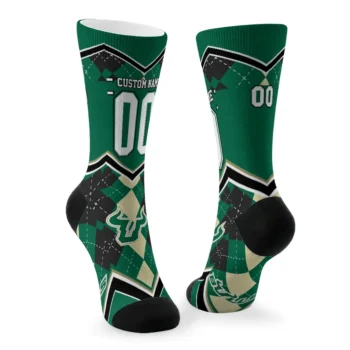 South Florida Bulls Socks Custom Argyle Pattern Green Fashion Forward