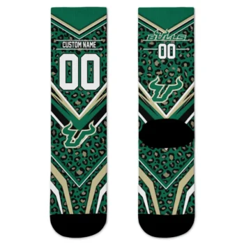 South Florida Bulls Socks Custom Leopard Print Green Black Best Selling