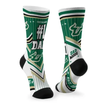 South Florida Bulls Socks Custom Pinstripe Chevron Green White Fashion Forward