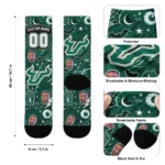 South Florida Bulls Socks Custom Scattered Icons Green Best Selling