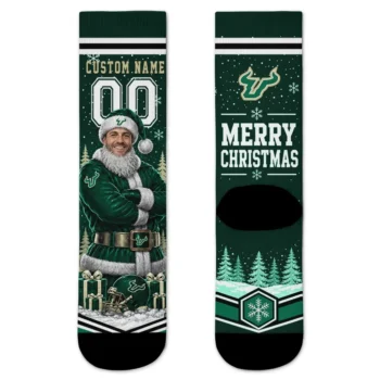 South Florida Bulls Socks Custom Snowy Scene Green White Best Selling