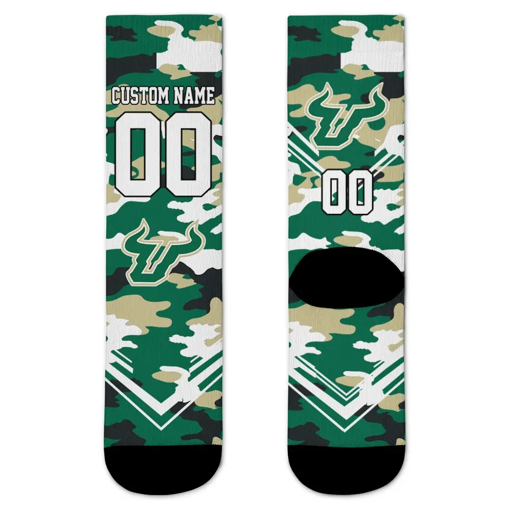 South Florida Bulls Socks Custom Woodland Camo Green Best Selling South Florida Bulls Socks Custom Woodland Camo Green Best Selling