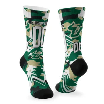 South Florida Bulls Socks Custom Woodland Camo Green Fashion Forward