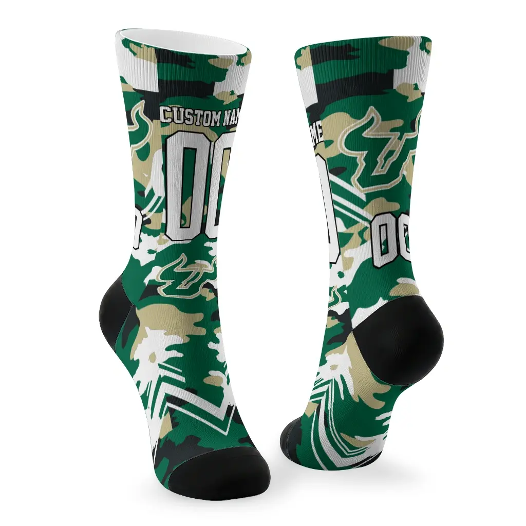 South Florida Bulls Socks Custom Woodland Camo Green Fashion Forward South Florida Bulls Socks Custom Woodland Camo Green Fashion Forward