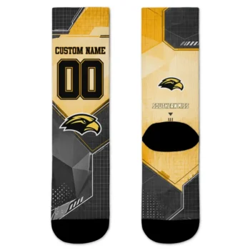 Southern Miss Golden Eagles Socks Customized Geometric Tech Black Best Selling