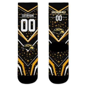Southern Miss Golden Eagles Socks Customized Leopard Print Black Best Selling