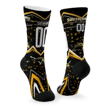 Southern Miss Golden Eagles Socks Customized Leopard Print Black Fashion Forward