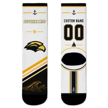 Southern Miss Golden Eagles Socks Customized Nautical Icons Black White Best Selling