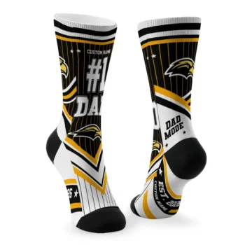 Southern Miss Golden Eagles Socks Customized Pinstripe Chevron Black White Fashion Forward